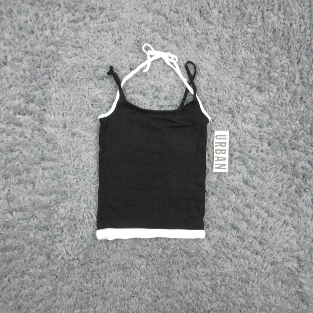 Urban Tank Top Girls Small Black White Halter Camisole Cotton Spandex NWT